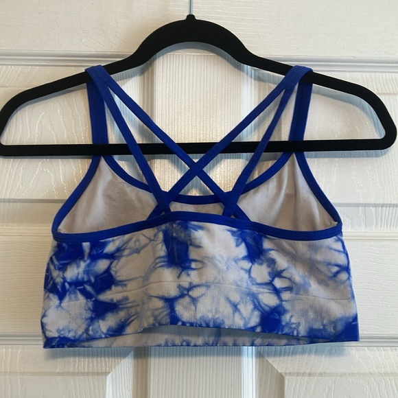 Cascade Sport blue tie dye athletic padded sports bra Summer L 36B 38B no wire - Picture 5 of 9